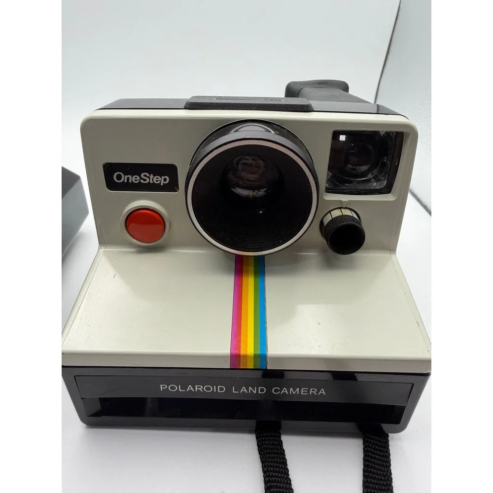 Lot of 2 Vintage Polaroid OneStep Land Camera Rainbow Stripe SX-70‎ Untested